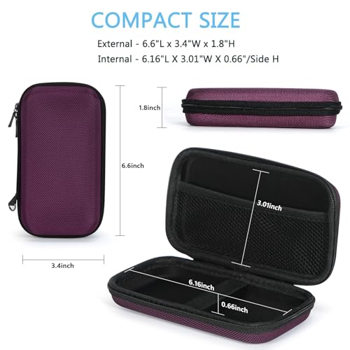 Portable Small Travel Bag, Hard EVA Protective Electronic Case | Mesh Inner Pocket, Fits Power Bank, Charger, Earbuds, Cell Phone, Battery, Zipper Enclosure, Storage - color: Purple