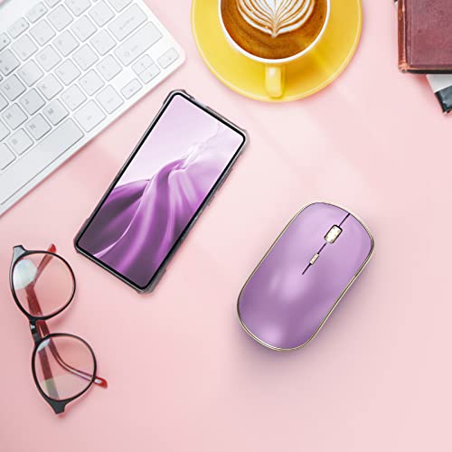 JOYACCESS Silent Wireless Mouse - 2.4G Portable & Ergonomic with 5 DPI Levels for Desktop, Notebook, PC & Laptop (Purple) - color: Purple