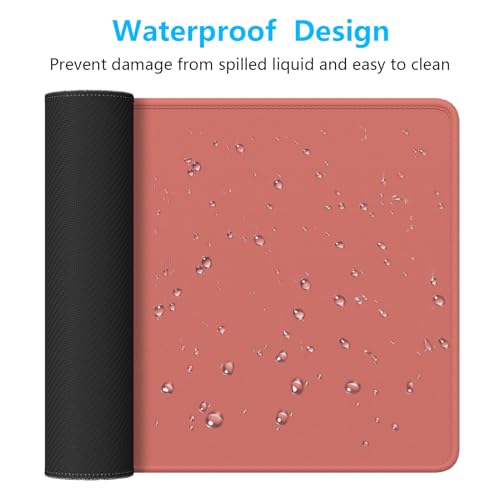 Dapesuom Large Gaming Mouse Pad, Extended Mouse Mat with Stitched Edges, Full Size Keyboard Pad with Non-Slip Base, Big XXL Computer Desk Mats for Gamer, Laptop, Office, 35.5 x 15.7in, Indian Red - color: Indian Red, size: 35.5L x 15.7W inches