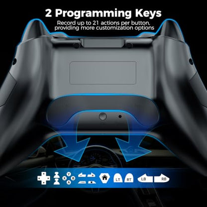 YAEYE Wireless PC Game Controller for Windows(7/8/10/11)/Android/PS3 | PC Gamepad with 2.4G & Wired Modes, Macro Programming, Turbo & Vibration, 7-Color LED