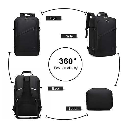 Kono Carry on Backpack, Airline Approved Under Seat Travel Backpack - color: Black, size: Small