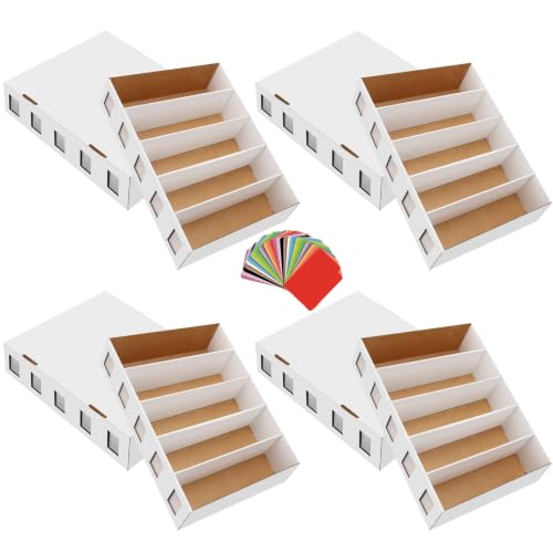 4 Pack Trading Card Storage Box, 14800+ Count Card Storage Box with 48 Card Divider White Sports Storage Card Box Organizer Bulk Card Cases Cardboard Card Box for Basketball MTG Cards Collection - style: 4 Set-2