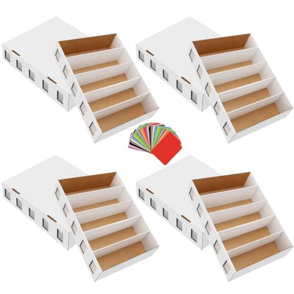 4 Pack Trading Card Storage Box, 14800+ Count Card Storage Box with 48 Card Divider White Sports Storage Card Box Organizer Bulk Card Cases Cardboard Card Box for Basketball MTG Cards Collection - style: 4 Set-2