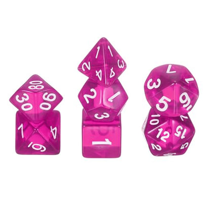 uxcell Polyhedral Dice Set, 7 Pcs Acrylic Dice for Role Playing Table Games Tabletop Gaming Accessories, Transparent Rose Red - color: Transparent Rose Red