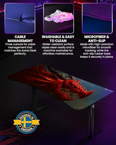 Arozzi Arena Gaming Desk Pad D001 | Full Desk Mouse Pad, Washable Desk Mat, Anti-Slip Rubber Base, Water-Resistant Surface - color: D001
