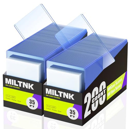 400 Card Sleeves Hard Plastic, Baseball Top Card Holder, Trading Cards Cases Protectors for Sports Football PKM TCG MTG Game Cards (200 Hard Sleeve + 200 Soft Sleeve) - size: 200 Hard Sleeves + 200 Soft Sleeves