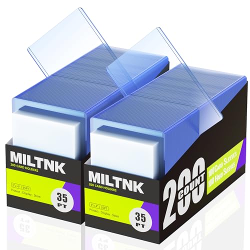 400 Card Sleeves Hard Plastic, Baseball Top Card Holder, Trading Cards Cases Protectors for Sports Football PKM TCG MTG Game Cards (200 Hard Sleeve + 200 Soft Sleeve) - size: 200 Hard Sleeves + 200 Soft Sleeves