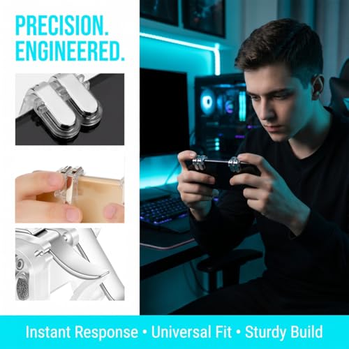 SEWACC Mobile Game Controller Phone Triggers Dual Trigger Controller Lightweight Gaming Handles for Smartphones Precise Shooting Aim Keys for Fps Survival Games