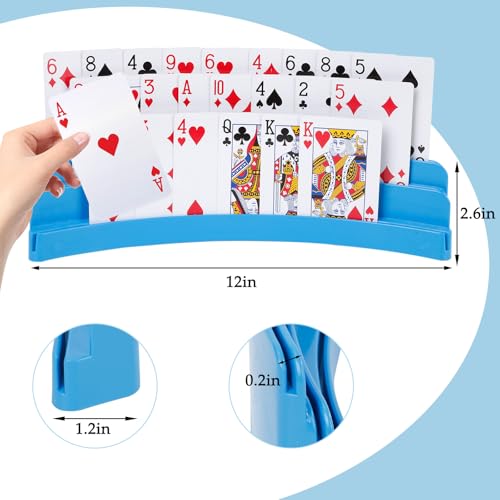 Three-Layer Design Playing Cards Holders，Playing Card Holder for Kids Adults Hands Free Card Holder for Family Card Game Nights Poker Parties - color: Blue(2pack)