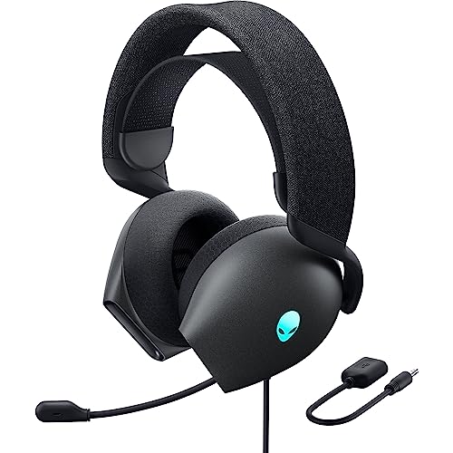 Alienware Wired Gaming Headset AW520H | Hi‑Res Audio 20‑40kHz, Memory Foam Breathable Earpads, Dark Side of the Moon, Retractable Mic, 3.5 mm to USB Adapter - color: Dark Side of the Moon