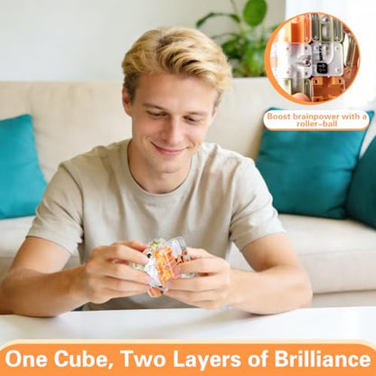 Large 3D Labyrinth Cube Puzzle Maze, Educational Engaging Brain Teaser Toy, Spatial Cognition Brain Training, Cultivate Logical Thinking, Improve Concentration Game Gift for Adults(Colorful)