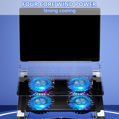 Laptop Cooling Pad LED Gaming Laptop Coolers Quiet Cooling Fan Folding Bracket for Laptop Height Stand - style: BK-B