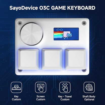 O3C Rapid Trigger Keyboard With Hall Magnetic Switch For OSU Geometry Dash | Rhythm Games,with Knob and Screen,Copy Paste,Shotcut,Macro Hotswap Mini Keypad Magnetic Linear Switches - color: Silvery, size: Gateron Jade Pro Green Switch