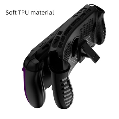 Protective Cover Case for MSI Claw 8 EX AI+ Gaming Handheld Console with Stand Base, Ergonomic Grip Cover Shockproof TPU Protective Sleeve for MSI Claw 8 EX AI+ Accessories