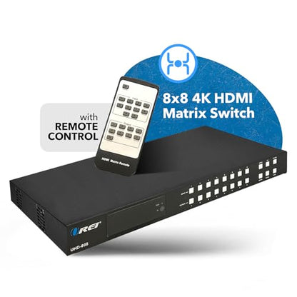 OREI 8x8 HDMI Matrix Switch – 4K@60Hz Audio Extraction, EDID, ARC, HDCP 2.2 | 8x8 HDMI Matrix Switch, 4K60, 18Gbps, ARC, 4K Downscaler, Analog & Coax Audio Extraction, EDID, HDR - size: 8x8 Matrix