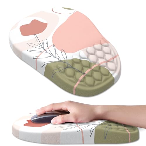 Ergonomic Mouse Pad Wrist Support, with Memory Foam & Non-Slip PU Base, Comfortable Massage Design Mouse Pad Relieve Wrist Fatigue&Pain, Suitable for Computer, Office and Home(03Rose) - color: 03rose