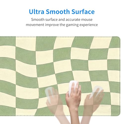 Gaming Mouse Pad, Large Beige Sage Green Checkered Mousepad Laptop, Extended Mouse Mat, Long XL Waterproof Keyboard Pads, Big Non-Slip Mousepads for Game Office Home, 31.5 x 11.8 in - color: Beige Sage Green Checkered