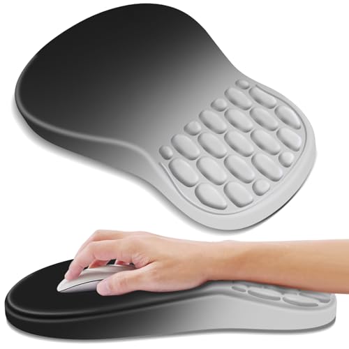 YIWEI Ergonomic Mouse Pad with Wrist Rest for Carpal Tunnel Pain Relief | Memory Foam Wrist Support,Non-Slip Rubber Base, Keyboard Computer Mousepad,Lycra Cloth Surface,Gaming Home Office - color: Gradient Black