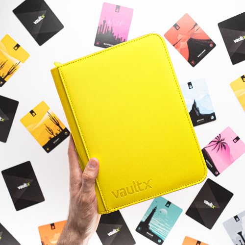 Vault X 4 Pocket Zip Trading Card Binder 160 Cards Exo-Tec (Yellow) | Holds 160 standard-size TCG cards in 20 side-loading 4-pocket pages. Padded, water-resistant Exo-Tec cover. - color: Yellow
