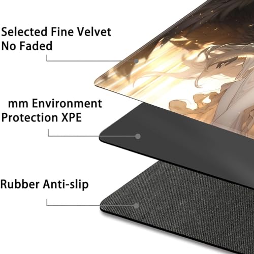 JVGFYNKL MTG Playmat + Drawstring Travel Pouch + 6 Dice Counter, for Tabletop Trading Card Game Playmats or Large Mouse Pad, Anti-Slip Rubber 24 x 14 in, Anime Female Angel TCG Playmat - color: JV-Playmat-1-F-162