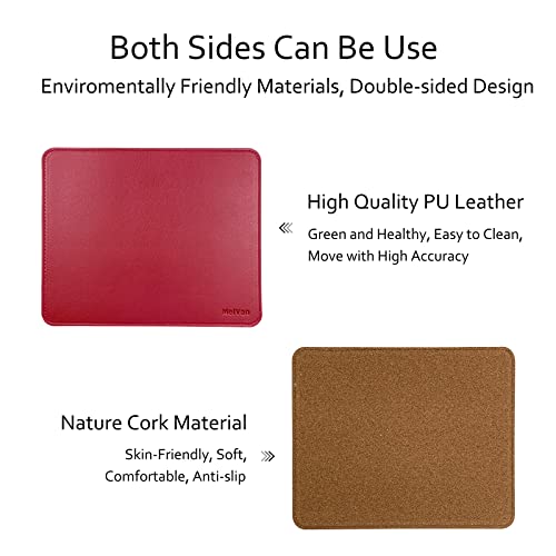 MelVan PU Leather Mouse Pad with Stitched Edge, Wood Mousepad, Waterproof Gaming Mouse Pad Mat for Computers, Laptop, Office & Home, 10.2" x 8.3", 1 Pack (Burgundy) - color: Burgundy