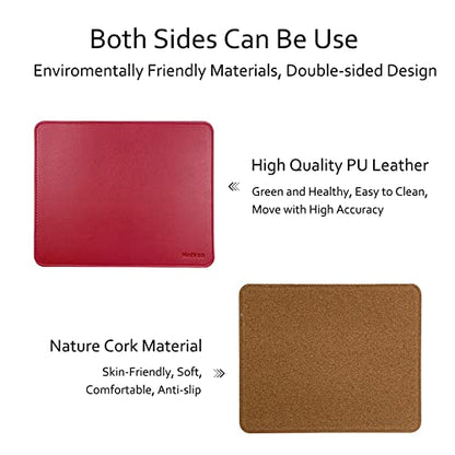 MelVan PU Leather Mouse Pad with Stitched Edge, Wood Mousepad, Waterproof Gaming Mouse Pad Mat for Computers, Laptop, Office & Home, 10.2" x 8.3", 1 Pack (Burgundy) - color: Burgundy