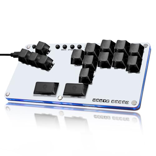 Sehawei Haute42 16Key All-Button Arcade Controller Gamerfinger with Turbo Functions,Arcade Stick Street Fight Mini Plus Controller for PC/Ps3/Ps4/Switch Game Keyboard-Supports Hot Swap & SOCD - color: White