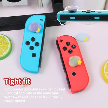 Switch Joycon Thumb Grips Caps, 4 PCS Cute Kawaii 3D Silicone Analog Thumbstick Button Cover Compatible with Nintendo Switch Lite/OLED Joystick Caps (Multicolor Cloud) - color: Multicolor Cloud
