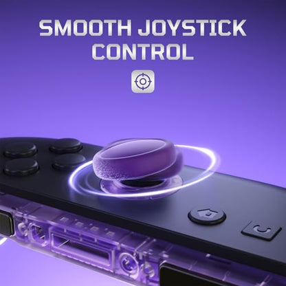 eXtremeRate Replacement 3D Joystick & Thumb Grips & Side Rail Shell Buttons for Nintendo Switch 2 JoyCon, Console Rail Stickers Left Right Analog Thumbsticks Caps for Switch 2 - Clear Atomic Purple - color: Clear Atomic Purple