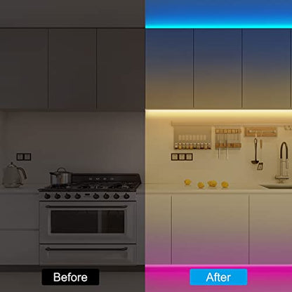 Tatazone RGBWW Smart LED Strip Lights, 65.6ft Tunable White 3000K to 6500K+RGB WiFi Led Lights Work with Alexa Google, Music Sync Color Changing Indoor for Kitchen, Room, Cabinet, 2 Roll of 32.8ft - style: WiFi-65.6ft-Alexa and Google