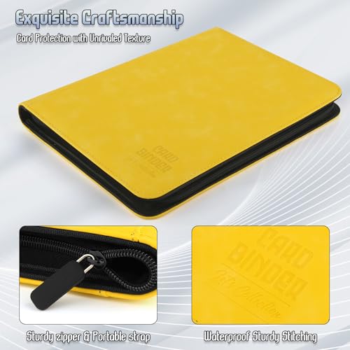 Trading Card Binder, Premium 9 Pocket Double Sided 540 Pocket PU Card Collection Binder, Collectible Trading Card Albums for MTG, TCG, Sport Card, Game Cards (Yellow) - color: Yellow