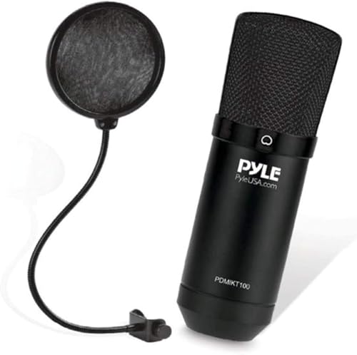 Pyle USB Microphone Podcast Recording Kit with Desktop Stand and Pop Filter, Audio Cardioid Condenser Mic for Gaming, Streaming, Podcasting, Studio, Youtube, Works with Windows Mac PC - color: Legacy Black