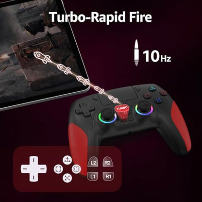 Kamylorus Wireless Controller for PS-5/PC, Gaming Controller for PC with Hall Effect, Programmable/Remap/Turbo, 3.5Mm Audio Jack, Dual Vibration, 6-Axis Motion Control Gamepad with Speaker(Black)