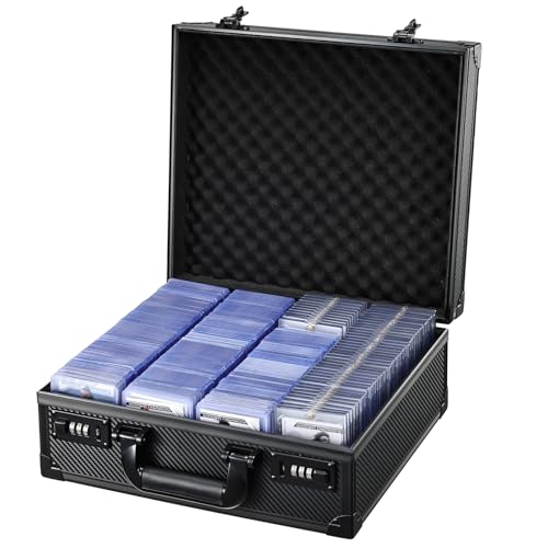 Card Storage Box for 3" x 4" 35pt Toploaders, Sports Cards Case with Lock, Trading Card Storage Box Holds 600+ Top Loaders or 150 Magnetic Holders, Card Collection Box for Collectors - size: 4-Row