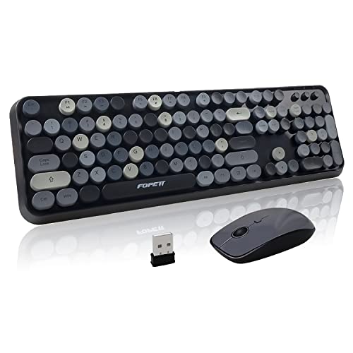 FOPETT Keyboard and Mouse Sets Wireless Keyboard and Mouse Sets,Reliable 2.4 GHz Connectivity for PC,Laptop,Smart TV and More (Grey Colorful) - color: V2020 Grey Colorful