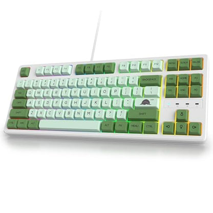 Fogruaden 75% Mechanical Keyboard with Red Switch, RGB Backlit Gaming Keyboard, 87 Keys Compact TKL Wired Keyboard for Win/Mac Laptop PC Gamer - Matcha - color: Green Matcha/Red Switch