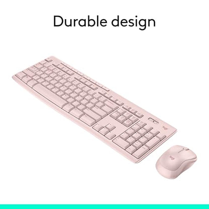 Logitech MK270 Full Size Wireless Keyboard and Mouse Combo - Rose | Full size keyboard with spill-resistant design, compact ambidextrous mouse, connect via single included USB-A Nano Receiver - color: Rose, size: 1 Pack, style: Combo