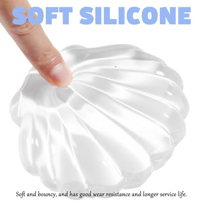 Gel Wrist Rest for Keyboard and Mouse Transparent Shell Keyboard Wrist Rest Ergonomic Cute White Clear Cool Seashell Mouse Wrist Pad Silicone Non-Slip Support for Computer Gaming Home Office - color: Seashell White