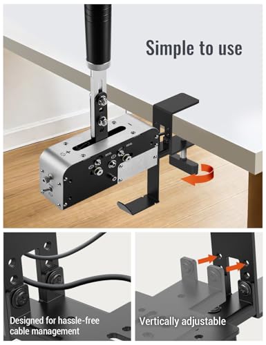 Desk Mount for Racing Sim Handbrake Compatible with Thrustmaster TSS, Fanatec ClubSport, Moza HBP, Simagic TB-1/TB-RS/Q1s, 64Bit PC USB Handbrake - Height Adjustable, With Bag/Headphone Holder, Black - color: Racing Handbrake Mount