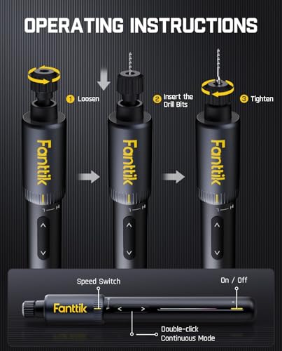 Fanttik K2 Nano Power Drill, Hand Drills, 20 Bits, 800mAh Rechargeable, Tool Kit for DIY Projects, Shells, Plastic, Jewelry, PCB, Aluminum Plate