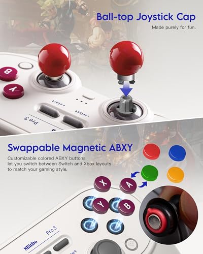 8Bitdo Pro 3 Bluetooth Controller (GB) - TMR Joysticks | For Switch/Switch 2, Windows/Apple/Android, Swappable ABXY Buttons, Pro Back Buttons, Hall Effect Triggers, Charging Dock - color: G Classic, size: Pro 3
