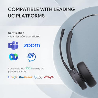 Yealink BH70 Mono Wireless Bluetooth Headset with Microphone for Work, up to 35h Talking, Native Bluetooth via Microsoft Teams Certified, Compatible with Cisco Webex & Jabber, Zoom, Google Meeting - color: Black (Teams), style: Mono (USB-C to A)