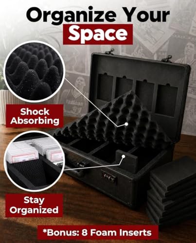 Graded Card Case - Durable PSA Slab Case with Combination Lock - 4 Row Graded Card Storage Box with 8 Foam Inserts - Also Compatible with PSA, GMA, HGA, NGS, SGC, CSG - Holds up to 640 Top Loaders - size: 4 Row