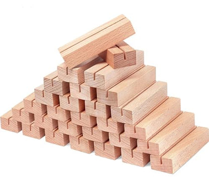 30Pcs Wooden Place Card Holders, Wood Photo Picture Card Holders for Weddings Banquets and Parties, Beech Table Number Holder Stands, Wood Menu Holder for Restaurants - size: 30 Pcs-Natural- Slots 2mm