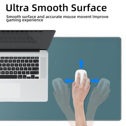 Galdas Gaming Mouse Pad XXL XL Large Long Extended Big Mousepad Non-Slip Rubber Keyboard Mouse Pad with Stitched Edges for Laptop Home Office (31.5x11.8x0.08 Inch) -Blue Grey - color: Blue Grey