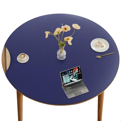 CENNBIE 54 Inches Round Cork Leather Dining Table Mat (Blue) | Heat & Water Resistant, Non-Slip Cork Base, Cut-to-Fit 42-54" Round Tables, Protects Dining from Spills , Easy Clean - color: Blue, size: 54" (Round)