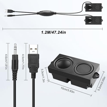 MEIRIYFA Computer Speakers for Desktop PC Laptop, Mini PC Computer Speaker USB Powered 3.5mm AUX Jack Input with Volume Control, HiFi Stereo PC Loudspeaker for Desktop Tablet (Black, 1.2M)