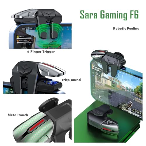 rinsfox Fox Game Triggers With Finger Sleevs, Mobile Game Controllers 6 Finger, Plug and Play Gaming Trigger for iOS and Android Phone(PUBG/Fortnite/Rules)