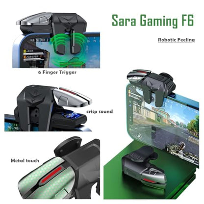 rinsfox Fox Game Triggers With Finger Sleevs, Mobile Game Controllers 6 Finger, Plug and Play Gaming Trigger for iOS and Android Phone(PUBG/Fortnite/Rules)