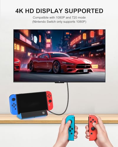 iPLYGAM Switch1 TV Dock with 1000Mbps Ethernet LAN Port/4K HDMI Port, Portable Switch Docking Station for Nintendo Switch/Switch OLED, Replacement Official Switch Dock Base Stand (NO Cable Included) - size: for Switch/OLED(LAN)
